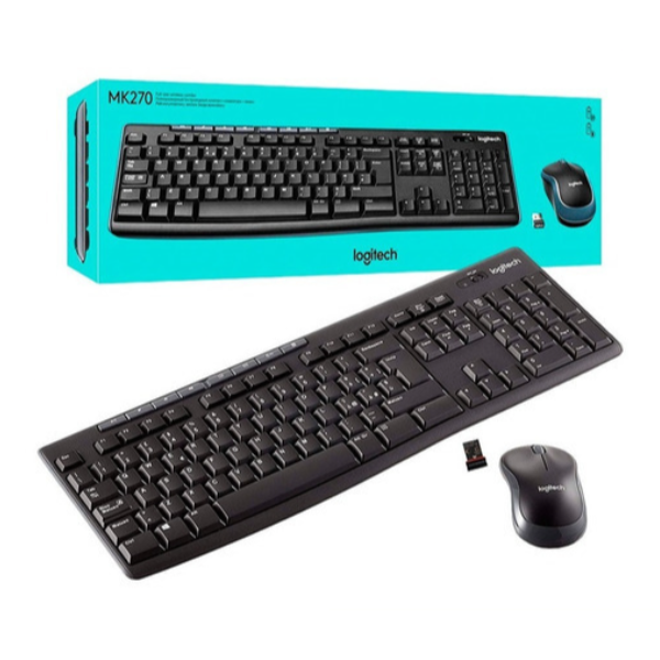 KIT MOUSE E TECLADO LOGITECH SEM FIO MK270 ESPANHOL