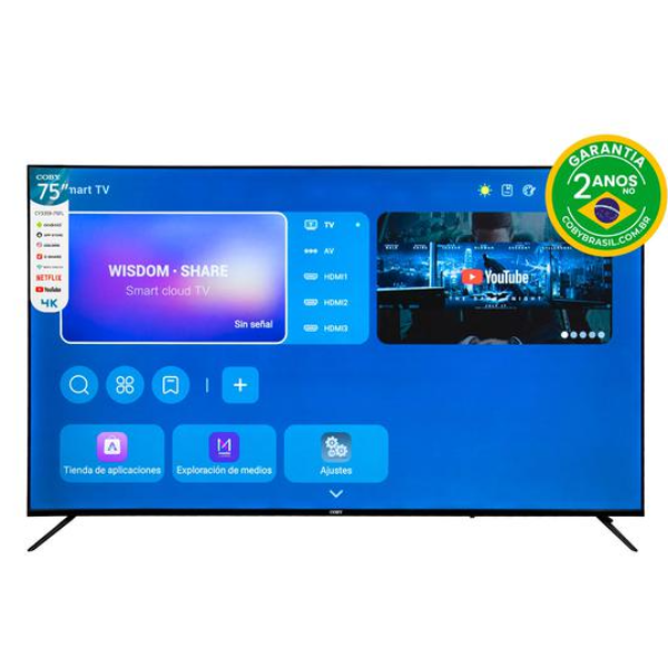 SMARTV COBY 75" LED  CY3359-75FL 4H/UHD/BIVOLT