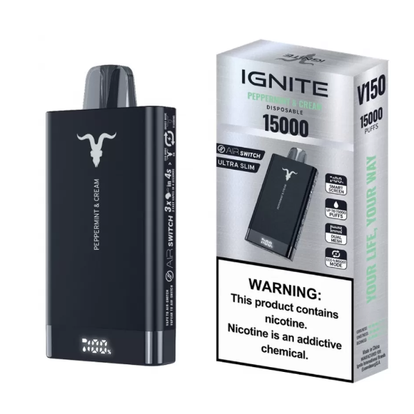 VAPER IGNITE V150 15000 PUFF PEPPERMINT & CREAM